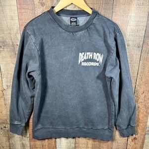Death Row Records Charcoal Acid Wash Doberman Graphic Sweatshirt Snoop Dogg L